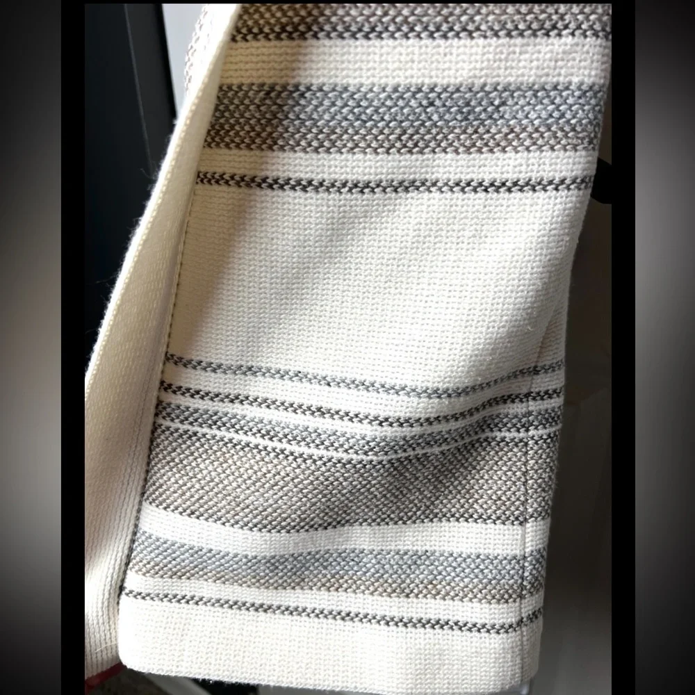 TORY BURCH Tank Striped Southwest White Gray Beige Top Blouse Textured
